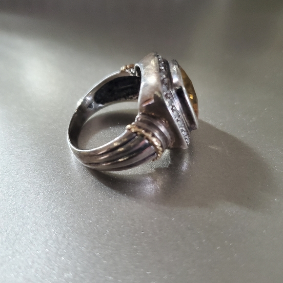 Yellow sapphire stone and diamonds ring size 7 - Picture 4 of 6